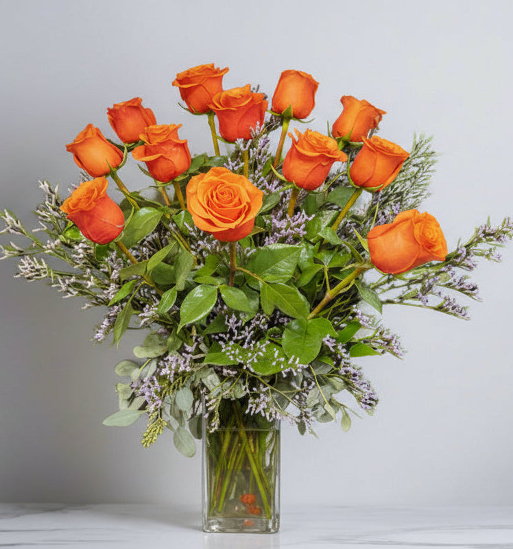 12 Orange Roses 🧡 IN 215