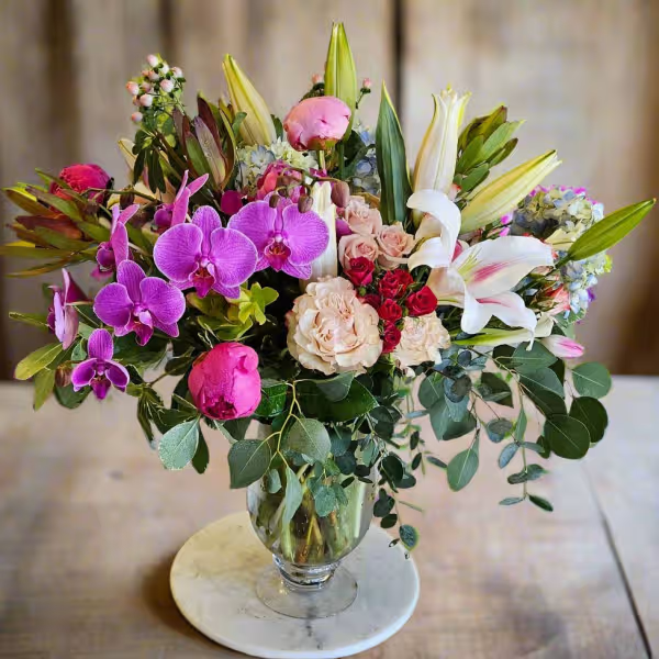 Handcrafted floral bouquet from Rose & Thorn Florist, available in multiple sizes including Standard, Deluxe, and Premium. Fresh flower delivery in Scottsdale, Paradise Valley & Phoenix.
