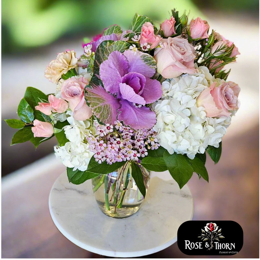 Handcrafted floral bouquet from Rose & Thorn Florist, available in multiple sizes including Standard, Deluxe, and Premium. Fresh flower delivery in Scottsdale, Paradise Valley & Phoenix.