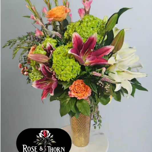 Handcrafted floral bouquet from Rose & Thorn Florist, available in multiple sizes including Standard, Deluxe, and Premium. Fresh flower delivery in Scottsdale, Paradise Valley & Phoenix.