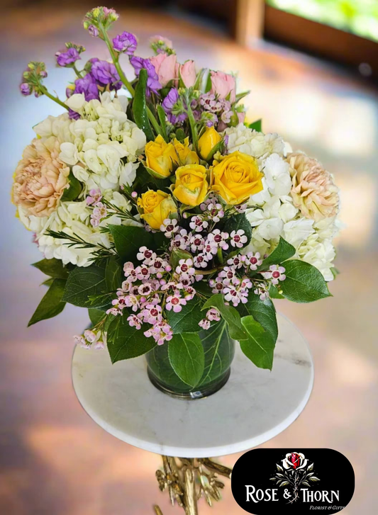 Handcrafted floral bouquet from Rose & Thorn Florist, available in multiple sizes including Standard, Deluxe, and Premium. Fresh flower delivery in Scottsdale, Paradise Valley & Phoenix.