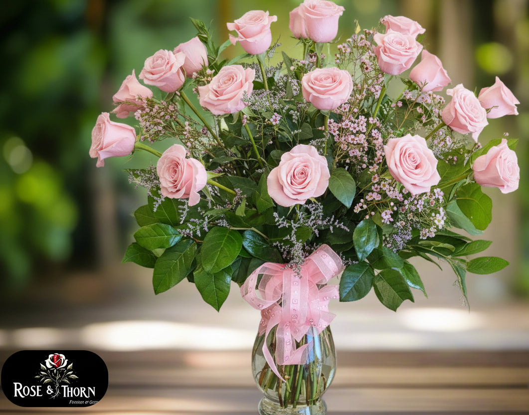 💗  Two dozen soft pink roses 💗 IN 208
