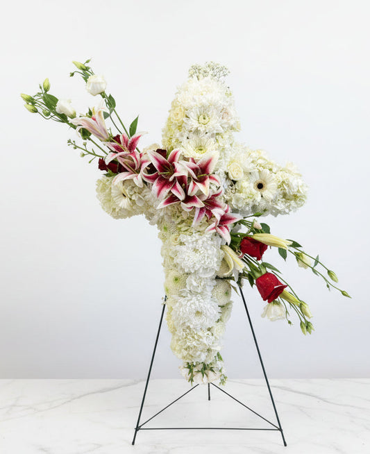 Loving Memory Cross – Red & White IN 204