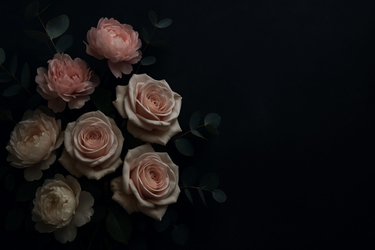 MAKE A HERO BANNER FOR A FLOWER SHOP. MAKE IT A BIT DARK SO THAT IT WILL MAKE THE WHITE TEXT POP OUT